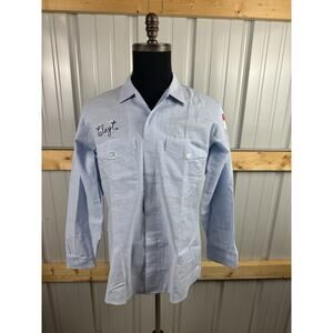 Vintage Mobil Pegasus Unitog Service Shirt Long Sleeve W Name Clayt Medium USA